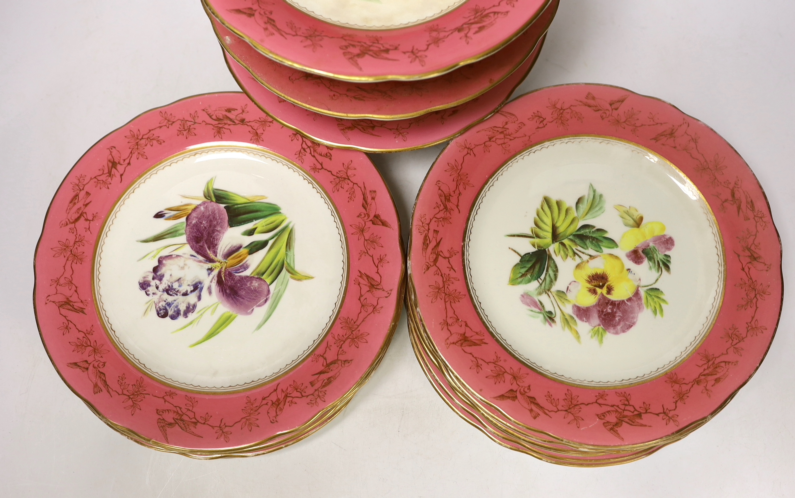 A Victorian Staffordshire bone china part dessert service
